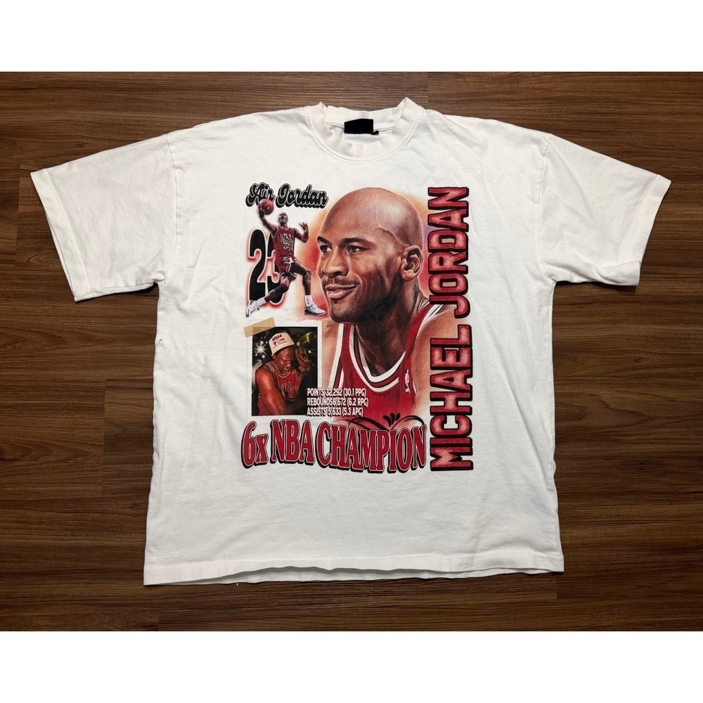 Grace Court Michael Jordan NBA Champion Graphic T-Shirt White Mens Sz XL